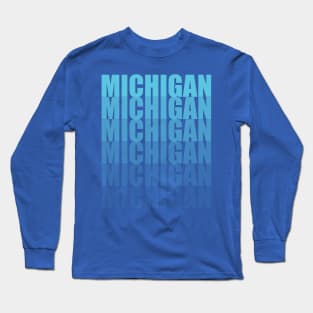 Michigan Gradient in Teal Long Sleeve T-Shirt